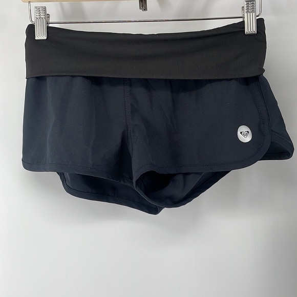 Roxy swim shorts high waist fold over waist black ocean quick dry surf beach S - Picture 10 of 12